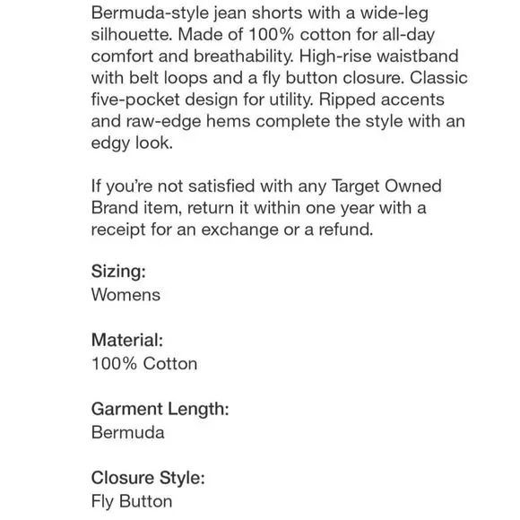 Wild Fable High-Rise Wide Leg Bermuda Jean Shorts - Picture 3 of 8